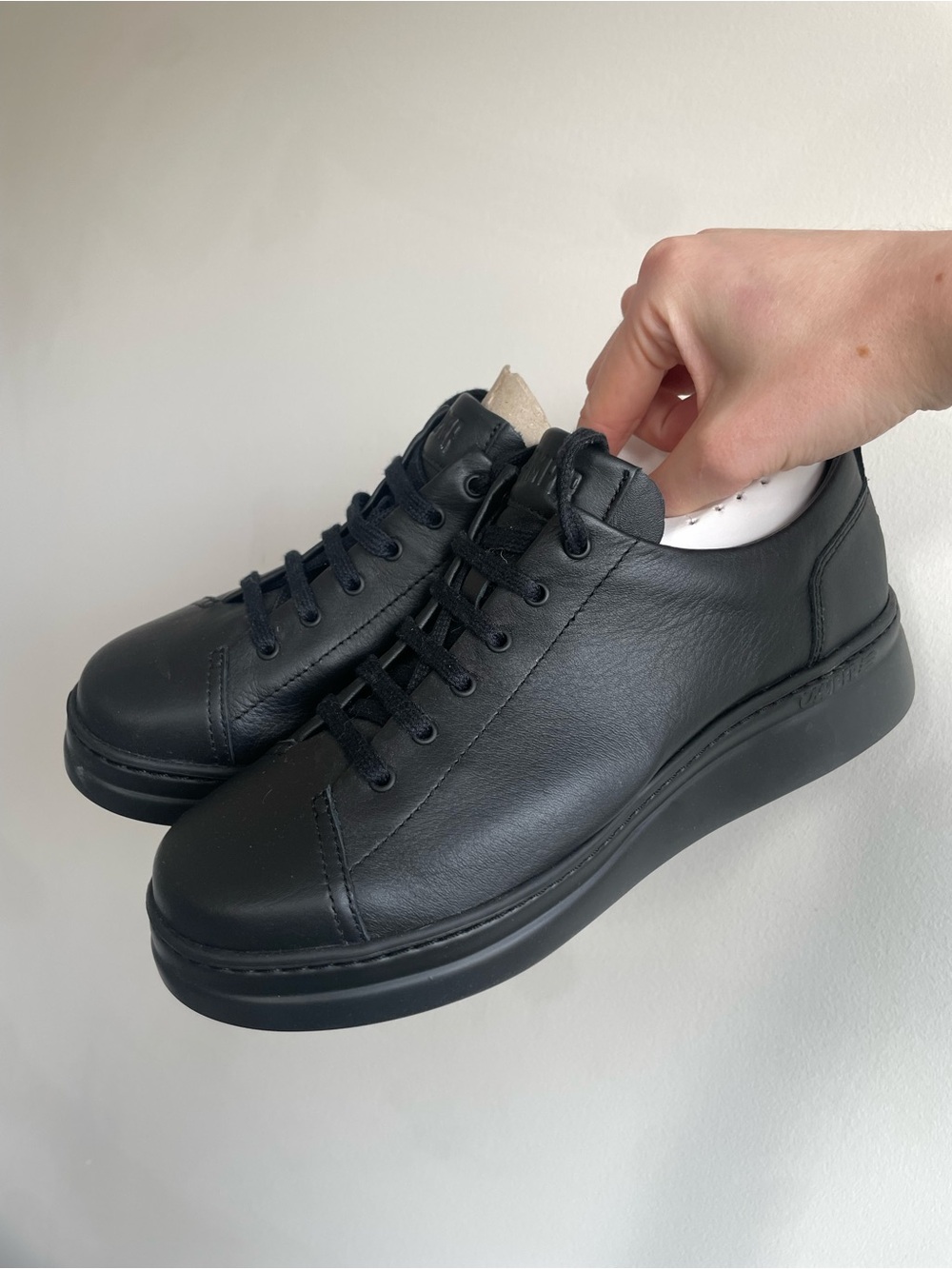 Camper Women’s Runner Up Black Leather Low-Top Lace-Up Sneakers